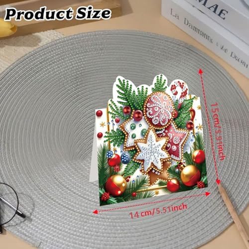 jinglinhh 8pcs Diamond Art Painting Christmas Cookies Greeting Cards with Envelopes, DIY Card Making Kits for Adults, Diamond Art Postcards Christmas Cards Craft Gifts - Image 2