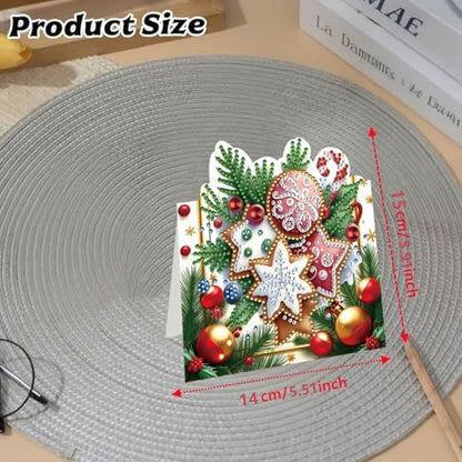 jinglinhh 8pcs Diamond Art Painting Christmas Cookies Greeting Cards with Envelopes, DIY Card Making Kits for Adults, Diamond Art Postcards Christmas Cards Craft Gifts - Image 2