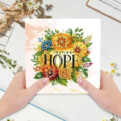 jinglinhh 6pcs Diamond Art Painting Flower Letter Greeting Cards with Envelopes, DIY Card Making Kits for Adults, Diamond Art Postcards Holiday Cards Craft Gifts - Image 3