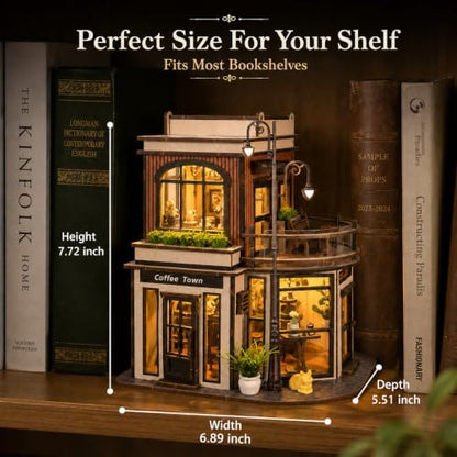 DIY Coffee Shop Book Nook Kit for Adults with LED Lights - Image 6