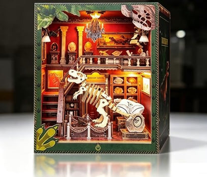 DIY Book Nook Kit, 3D Wooden Puzzle Miniature House Kit Adult, Dinosaur by Weservehomeforbetterlife