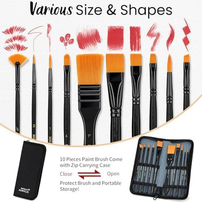 ARTALLY 66-Piece Acrylic Painting Kit with Desktop Easel,32 Colors Acrylic Paint Set(22ML), Paint Brush Set & Case, Brush Basin, Complete Art Supplies Painting Set for Adults, Artists, Beginners - Image 5