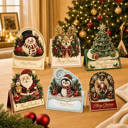 6 Pack Christmas Diamond Painting Cards with Envelopes, Pearl Art Kit by KEDEMAS