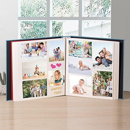 Large Photo Album Self Adhesive 4x6 5x7 3x5 8.5x11 Scrapbook Magnetic Album DIY Scrap Book Length 13 x Width 12.8 (Inches) 120 Sticky Pages Linen Cover DIY Photo Album (Sky Blue) - Image 3