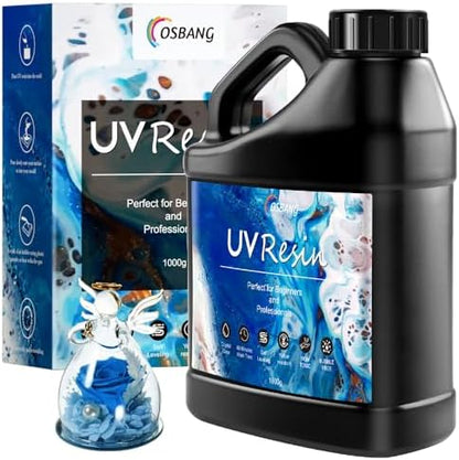 1000g UV Resin, Crystal Clear for Beginners and Professionals, UV Resin Hard Type Kit for Jewelry Making, Earrings, DIY Craft by OSBANG