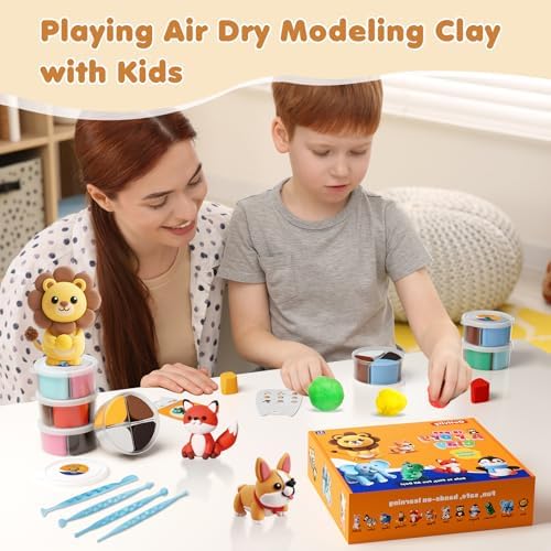 Air Dry Clay Kit for Kids Animal Craft Set 12 Colors - Image 3