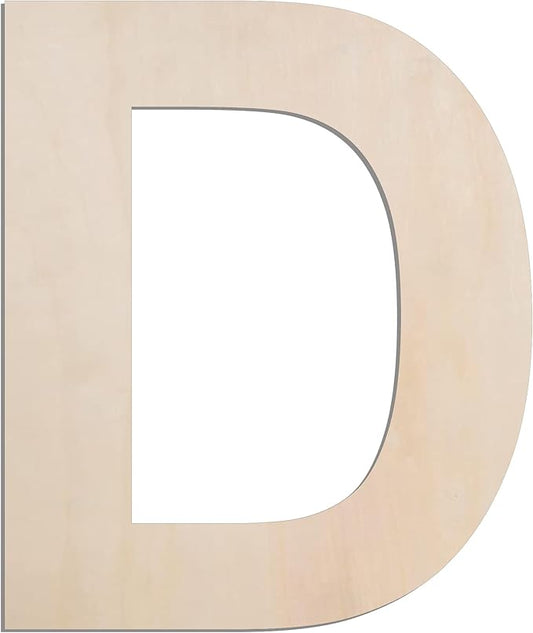 MGTECH 12 Inch Large Wooden Letter D, 1/4 in Thick Big Wood Letter for Crafts and Wall Decor