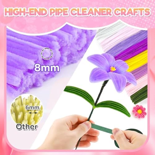 520Pcs Xmars Color Pipe Cleaners Flower Kit,Chenille Stems Craft Supplies - Image 6