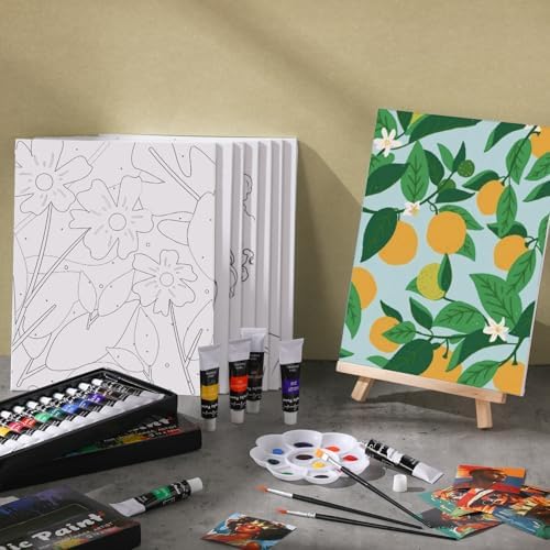 Cholemy 36 Pcs Paint and Sip Kit Gift for Adults 8''x10'',Flowering - Image 2