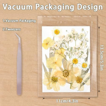 Dried Pressed Flowers Real Pressed Flowers Natural Dry Leaves Bulk Mixed Colorful Herbs Kit with Tweezers for Scrapbooking DIY Candle Jewelry Crafts Making Nails (Vintage Colors) - Image 2