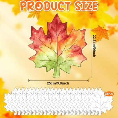 24 Pcs Fall Coloring Wreath Crafts Color Your Own Fall Crafts, Maple Leaves - Image 2