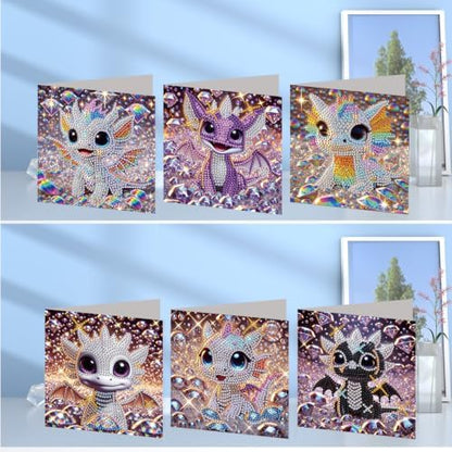 6PCS Dinosaur Diamond Art Painting Greeting Cards Kit with Envelopes - 5D DIY Diamond Art Card Kits for Adults - Handcrafted Postcards for Birthday & Holiday - Image 2