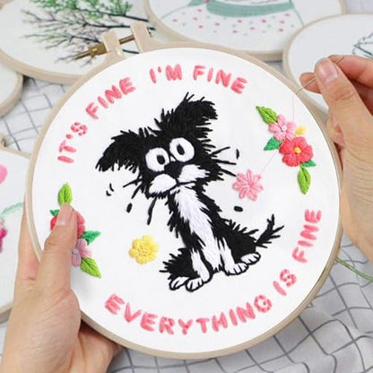 Louise Maelys Funny Dog Embroidery Kit for Beginners Floral Craft - Image 4