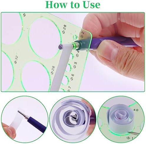 Bewudy 8 Pcs Paper Quilling Tools Slotted Kit, Assorted Sizes Rolling Curling Quilling Needle Pen, Geometry Ruler, Art Craft DIY Paper Card Making Project Tools Multifunction Slotted Quilling Tool Set - Image 5