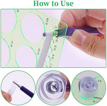 Bewudy 8 Pcs Paper Quilling Tools Slotted Kit, Assorted Sizes Rolling Curling Quilling Needle Pen, Geometry Ruler, Art Craft DIY Paper Card Making Project Tools Multifunction Slotted Quilling Tool Set - Image 5