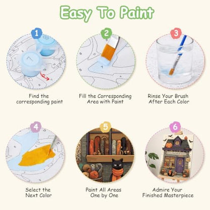 Spandrel Ghost Paint by Number Kits Floral for Adults, Halloween Paint by Number Kits on Canvas Daisy Flower, DIY Acrylic Oil Painting by Numbers Gitfs for Home Wall Decor, 8x12in - Image 7