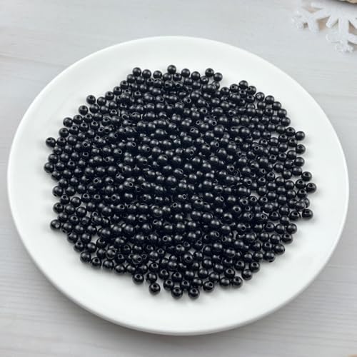 700pcs Acrylic Round Beads for Crafts 6mm Resin Candy Color Spacer Beads with Hole for Jewelry Making Sewing Crafts Decoration Necklaces Bracelets Earrings Supplies(Black) - Image 2