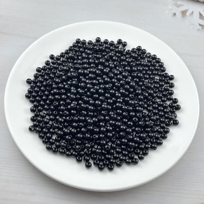 700pcs Acrylic Round Beads for Crafts 6mm Resin Candy Color Spacer Beads with Hole for Jewelry Making Sewing Crafts Decoration Necklaces Bracelets Earrings Supplies(Black) - Image 2