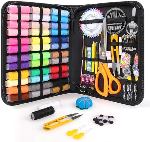 Goeveo Sewing Kit for Adults, 198pcs Newly Upgraded Needle and Thread Kit Gifts for Mom Grandma Friend, Sewing Accessories with Case Portable for Home, Work, Travel, Emergency (198pcs Sewing Supplies) by Goeveo