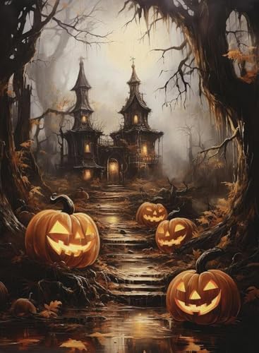 AIBOERL Paint by Numbers Kit for Adults Beginner,Halloween House, 12X16In by AIBOERL