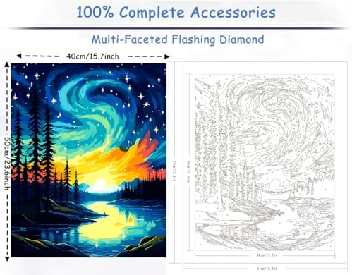 ZTOTZ Paint by Number Kits for Adults Aurora, Starry Night Paint by Numbers Christmas Gift Canvas,Moonight Paint by The Numbers for Adults for Decor - Image 2