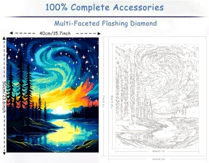 ZTOTZ Paint by Number Kits for Adults Aurora, Starry Night Paint by Numbers Christmas Gift Canvas,Moonight Paint by The Numbers for Adults for Decor - Image 2