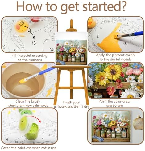 JATOK Paint by Numbers Kit for Adults, Flower, 16 x 20 in / 40 x 50 cm - Image 5