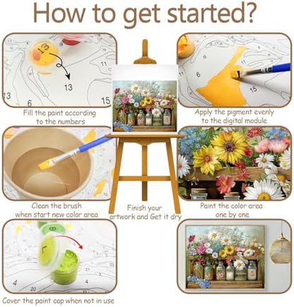 JATOK Paint by Numbers Kit for Adults, Flower, 16 x 20 in / 40 x 50 cm - Image 5