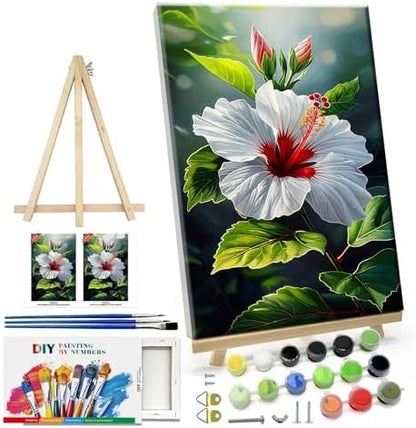 ATDMS Paint by Numbers Kit for Adults Flowers Paint by Numbers with Frame DIY Floral Paint by Number with Easel Adult Paint by Number Kits on Canvas Framed for Gift Home Wall Decor 8x12 Inch by ATDMSDIY