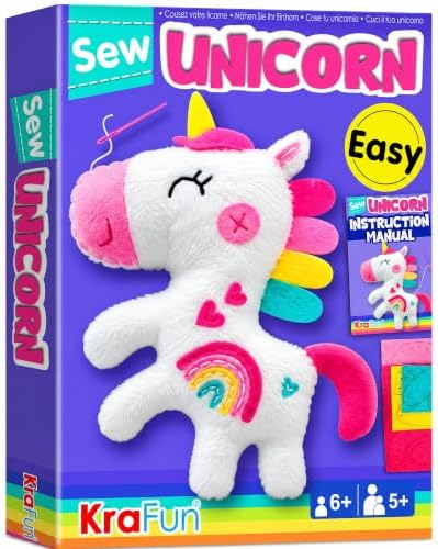 KRAFUN Unicorn Sewing Kit for Kids Ages 8-12 | No Scissors by FunCreativeArtsCraftKits