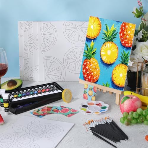 Cholemy 36 Pcs Paint and Sip Kit Gift for Adults 8''x10'',Colorful Fruits - Image 2