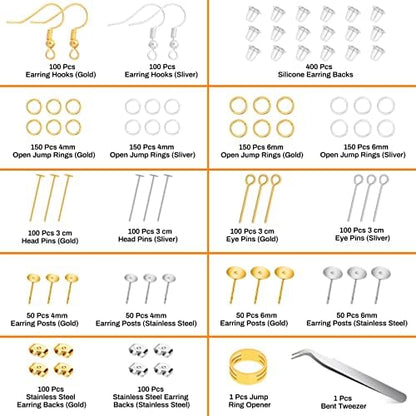 Hypoallergenic Earring Making Kit, 2000Pcs Earring Making Supplies Kit - Image 3