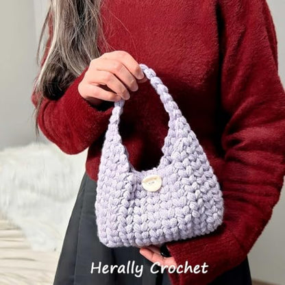 Herally Crochet Kit DIY Bag for Beginners - Wheatear Hobo Bag (Lavender) - Image 6