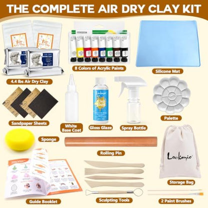 31PCS Pottery Kit for Beginners, 4.4LBS Air Dry Clay for Adults, Guide Book - Image 3