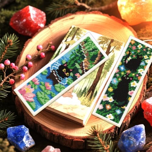 ORIGACH 6 Set Black Cat & Landscape Cross Stitch Bookmark Kit for Beginner - Image 5