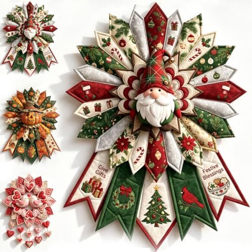 Beginner-Friendly 12- Month Themed 3D Quilted Door Hanger Sewing Kit Collection, DIY Fabric Patchwork Adults Craft Kit, Fall Art Wall Decor, Christmas Holiday Hanger，U4 by Unknown