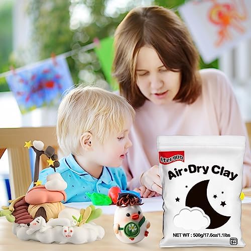 ifergoo 500g White Air Dry Clay, 1.1LBS DIY Creative Modeling Clay for Kids - Image 2