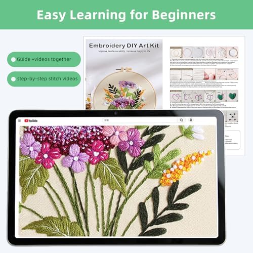 Herdiese Embroidery Kit for Beginners & Adults, 3PCS Floral Patterns. - Image 3