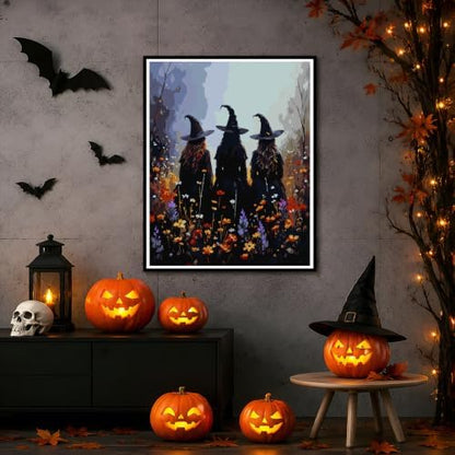 NXIKYO Witch Trio Paint by Numbers Kit for Adults Beginner, Adult Paint by Number Kits on Flower Witches Canvas, DIY Acrylic Oil Easy Painting by Numbers for Home Wall Decor 16x20 inch (Without Frame) - Image 6