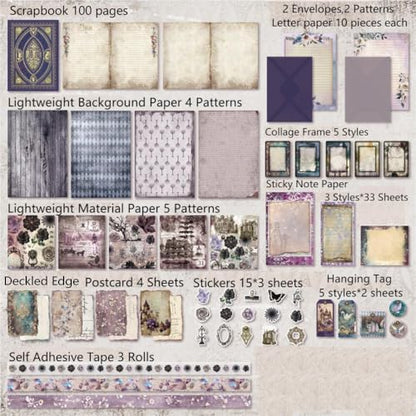 Diuhofart Ultimate Vintage Scrapbook Supplies & Junk Journal Kit - A6 Retro Notebook, Aesthetic Stationery Supplies, Craft Gift Set for Women, Perfect for Journaling & Scrapbooking - Image 2