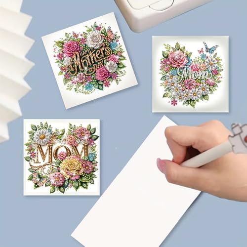 DIY Diamond Greeting Cards Set, 5D DIY Diamond Art Painting Festival Style Greeting Card, DIY Christmas Card Making Kits for Family Friends Handmade Gift-Mother's Day - Image 4