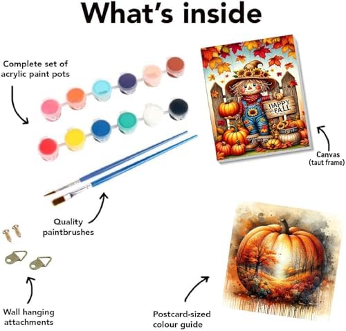 2 pack Fall Pumpkin Paint by Numbers Kit for Adults Beginner With Framed,Scarecrow Easy Adult Paint by Number Kits on Canvas DIY Painting for Beginners Art by Numbers for Home Wall Decor 10x12 Inch - Image 6