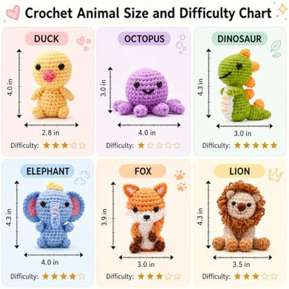 Xanlon Crochet Kit for Beginners,6pcs Animals Knitting Beginner Starter Kit - Image 3