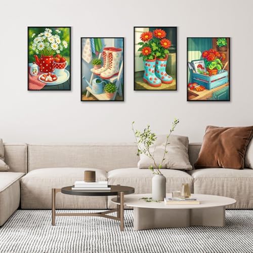 Camocin 4 Pack Framed Paint by Numbers Kit for Adults with Wooden Easel - Image 2