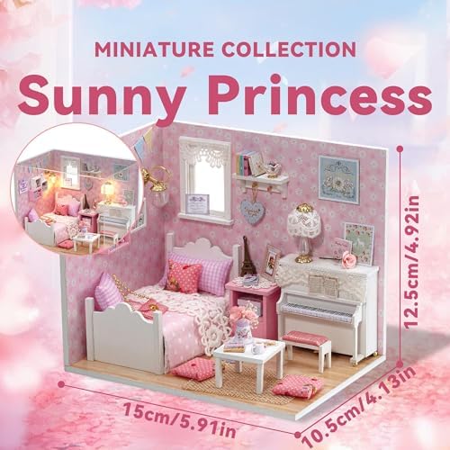 Flever DIY Miniature House Kit, Tiny Home Kit with LED Light, Mini House Build Craft Kits for Adults and Teens, Home Decor Creative Gift for Family/Friends (Sunny Princess) - Image 2