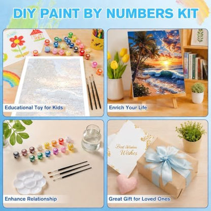 Beach Paint by Numbers Kit for Adults, DIY Oil Painting Canvas 16x20inch - Image 7