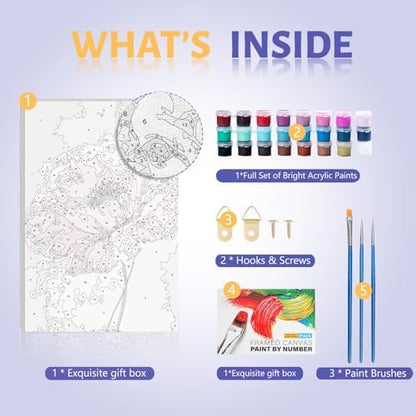 Framed Paint by Numbers Kit for Adults Beginner & Kids, Vintage Flowers Easy Paint by Numbers without Easel, DIY Acrylic Adult Painting by Number Kits on Canvas Framed for Gift Home Decor 8 x 12 Inch - Image 5