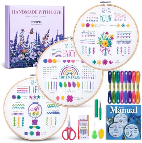 ETSPIL Beginner Embroidery Kit for Adults, No-Wash Finish, 4K Video by ETSPIL