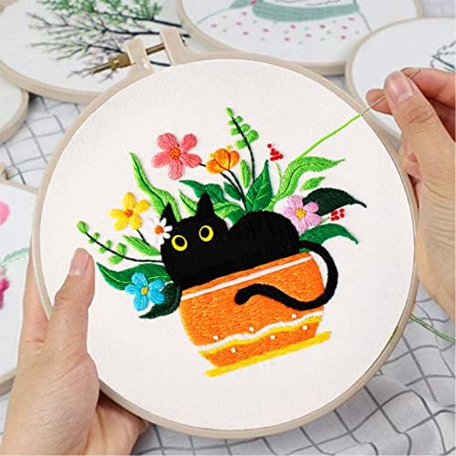 Louise Maelys Black Cat Embroidery Kit for Beginners Botanical Craft - Image 4