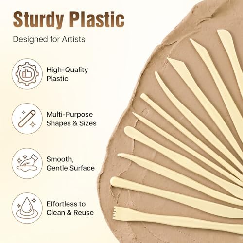 Lainballow 100 Pcs Clay Tools Kit, Plastic Pottery Tools, Clay Sculpting Tools, Double Ended Clay Carving Tools, Modeling Clay Tools Bulk for Carving Shaping Embossing for Beginners Hobbyists Artists - Image 3